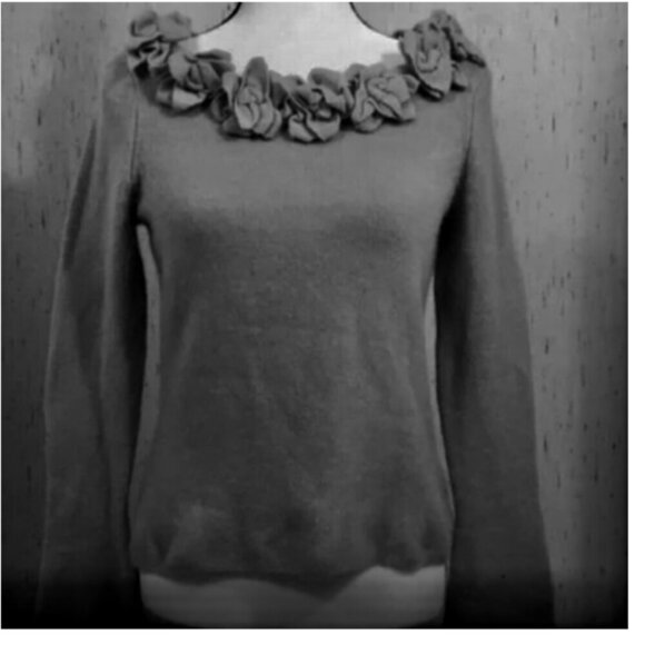 Magaschoni BLACK Sweater Silk & Cashmere Blend Flowers Trim Ruffles Large - Picture 2 of 8